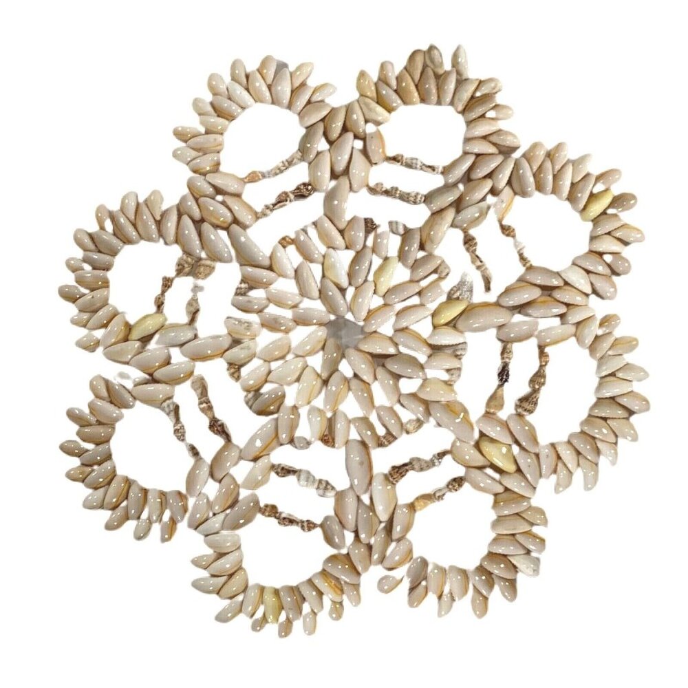 Vintage Cowrie Seashell Shell Trivet Coaster Hot Pad Boho Wall Hanging - Picture 3 of 6